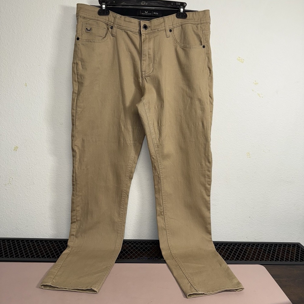 Nick Danger Mens Khaki Slim Fit Pants‎ 36x32 Cotton Blend Stretch Tan Casual